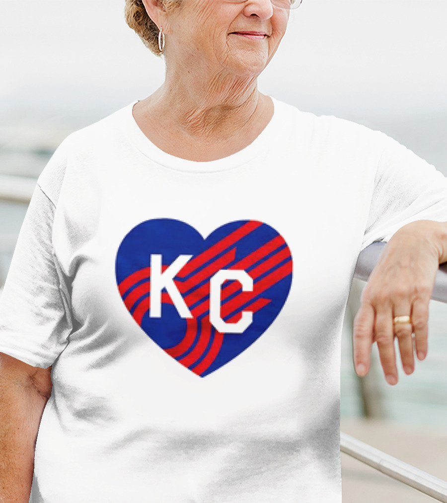 KC Comets Blue Red Striped Heart Love T-Shirt