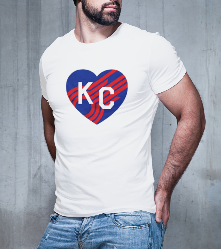 KC Comets Blue Red Striped Heart Love T-Shirt