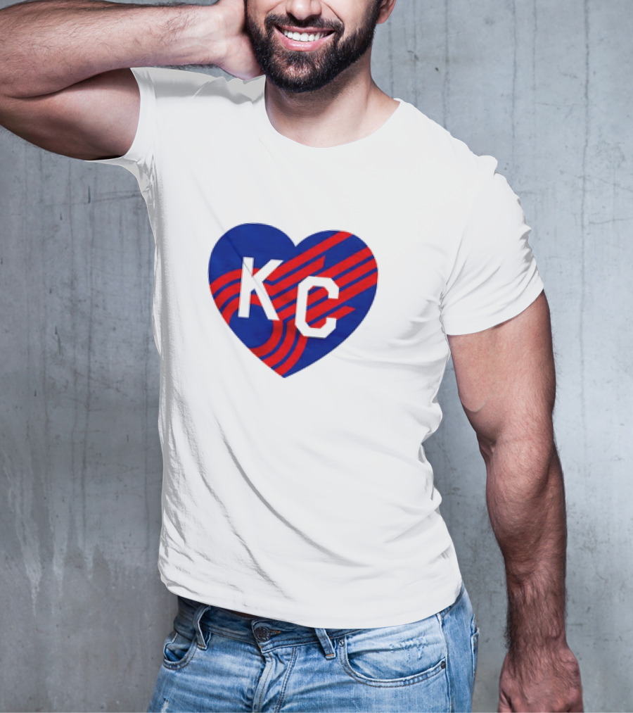 KC Comets Blue Red Striped Heart Love T-Shirt