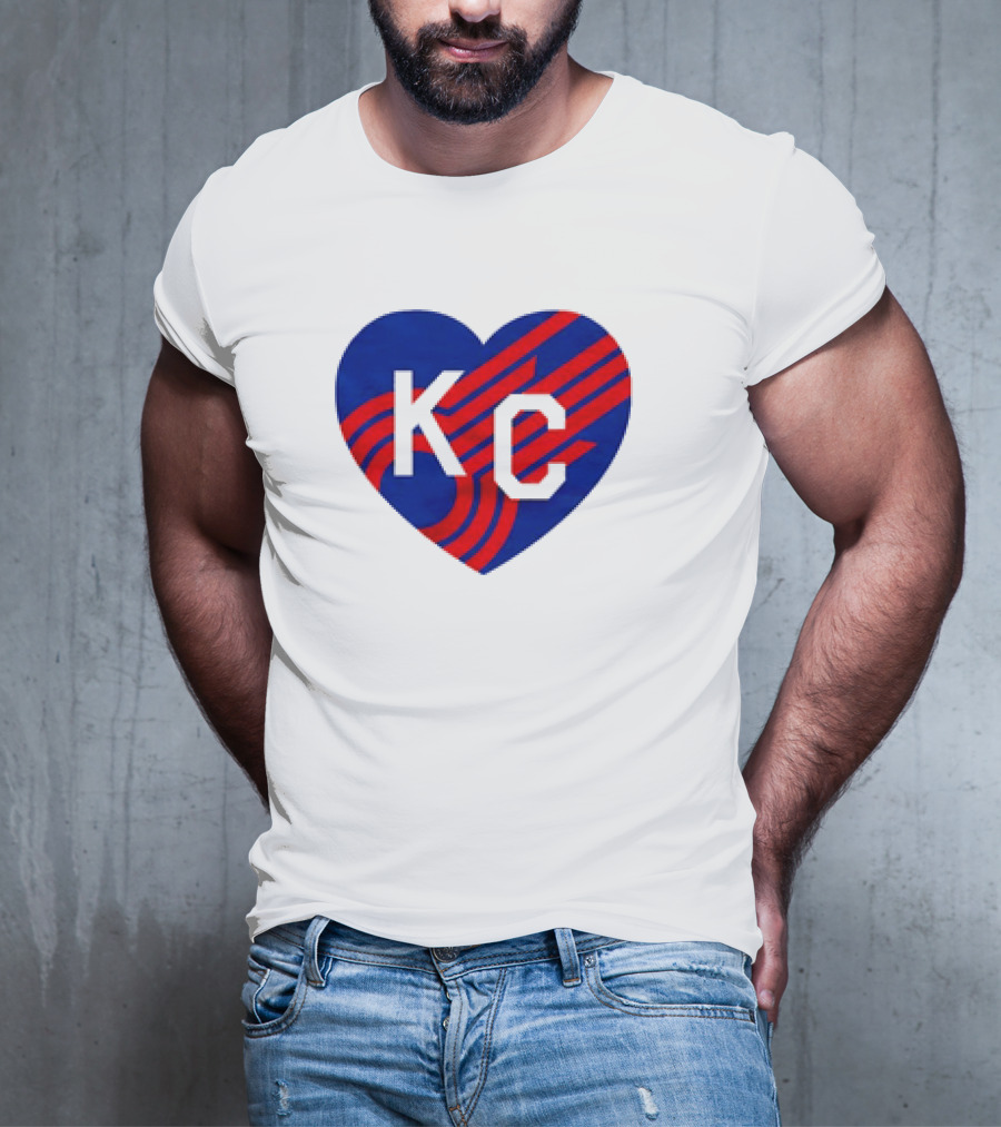 KC Comets Blue Red Striped Heart Love T-Shirt