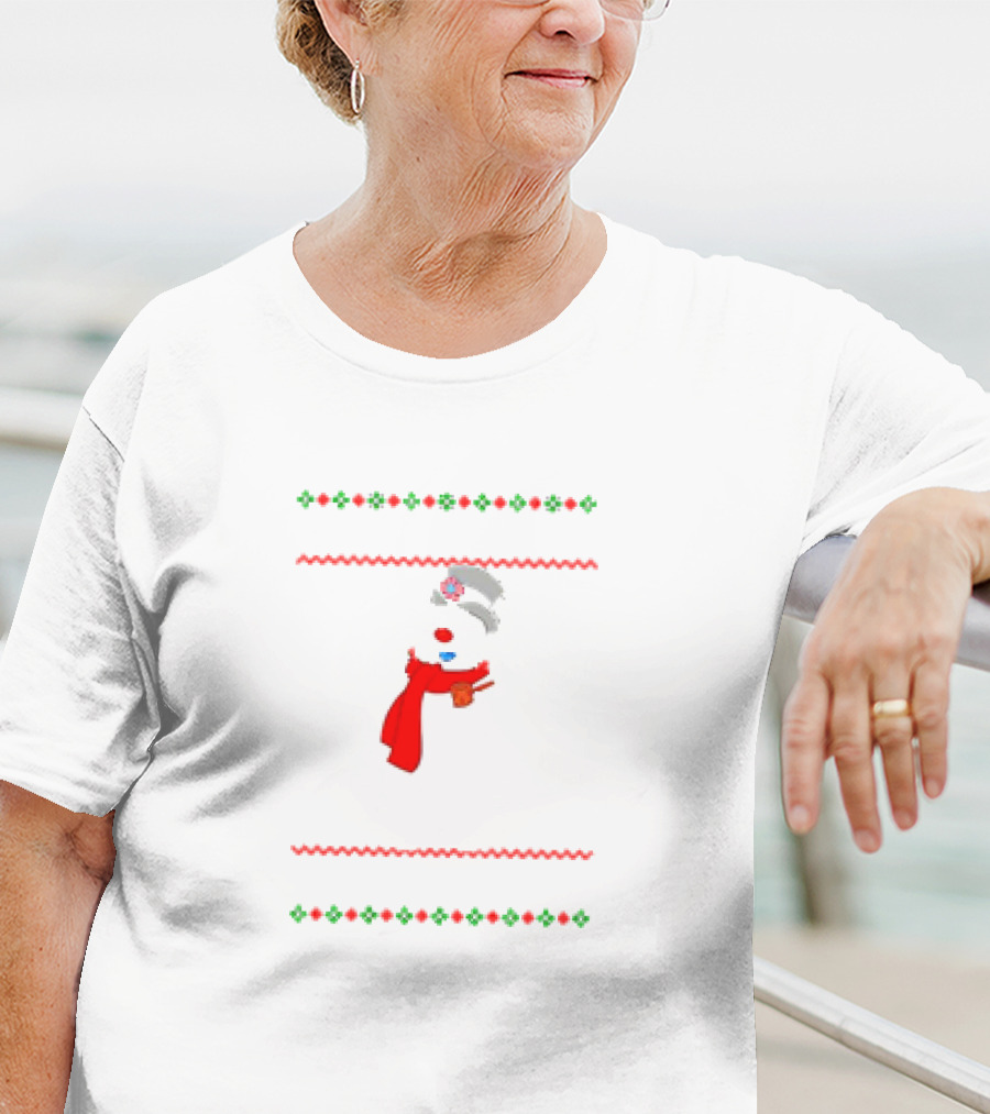 Snowman Santa Hat Red Scarf Christmas T-Shirt