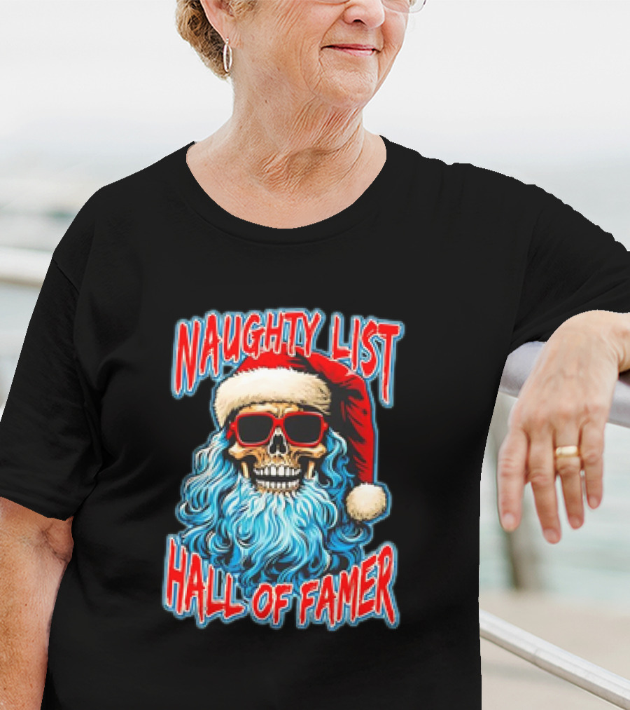 Naughty List Hall Of Famer Santa Claus Skeleton T-Shirt