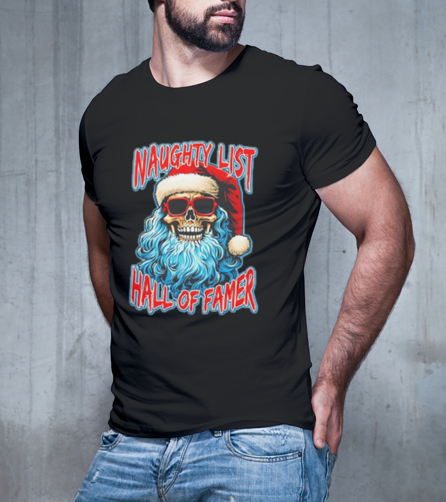 Naughty List Hall Of Famer Santa Claus Skeleton T-Shirt