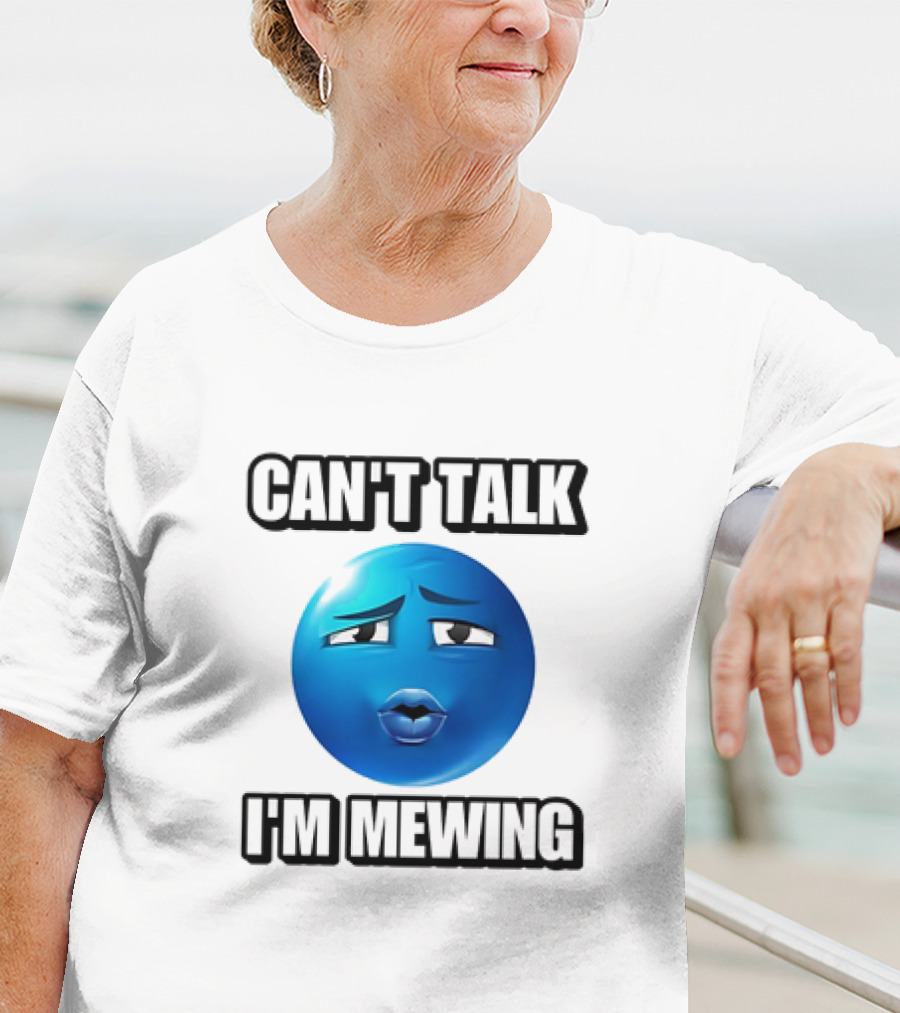 Can't Talk Blue Emoji Mewing Meme T-Shirt