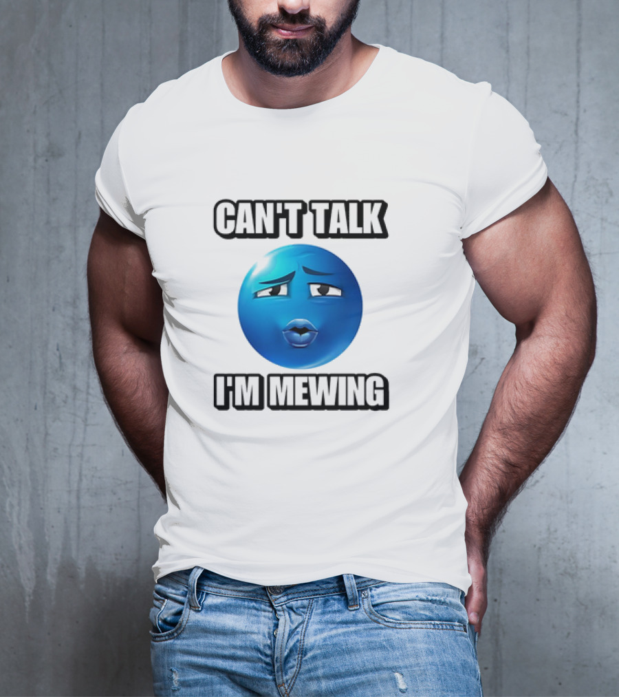 Can't Talk Blue Emoji Mewing Meme T-Shirt