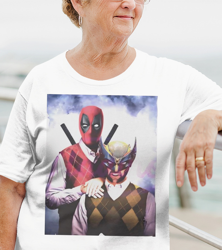 Retro Deadpool And Wolverine Step Brothers Iconic Parody Image T-Shirt