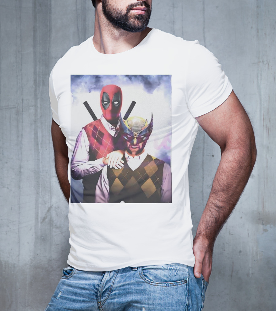 Retro Deadpool And Wolverine Step Brothers Iconic Parody Image T-Shirt