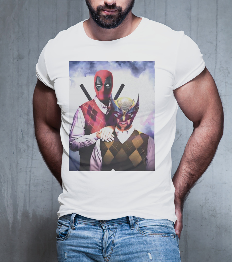 Retro Deadpool And Wolverine Step Brothers Iconic Parody Image T-Shirt