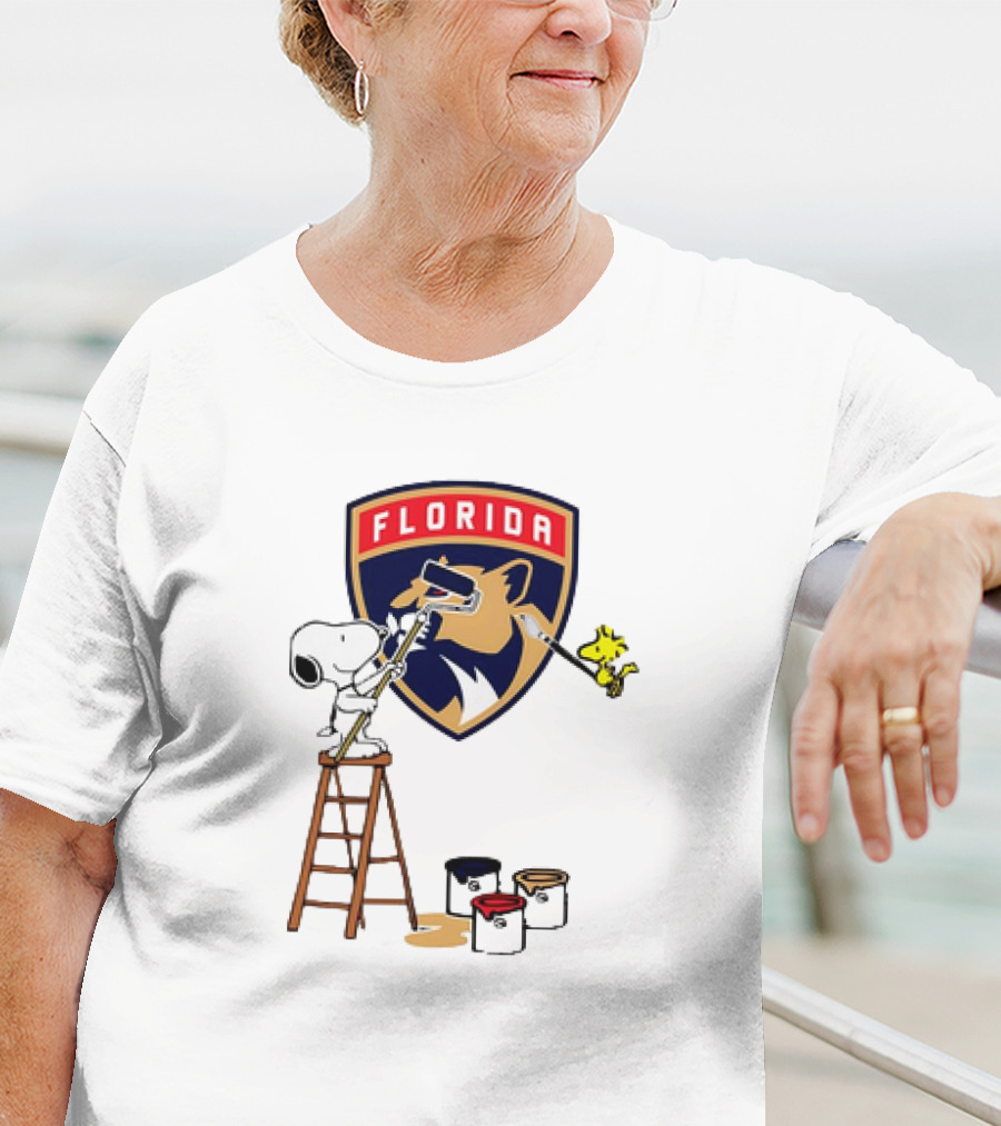 Snoopy And Woodstock Painting Florida Panthers T-Shirt