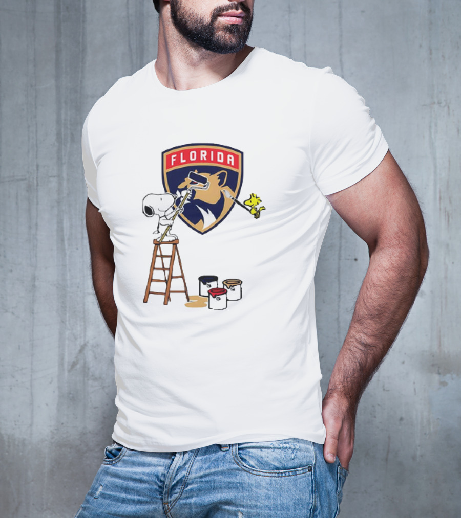 Snoopy And Woodstock Painting Florida Panthers T-Shirt
