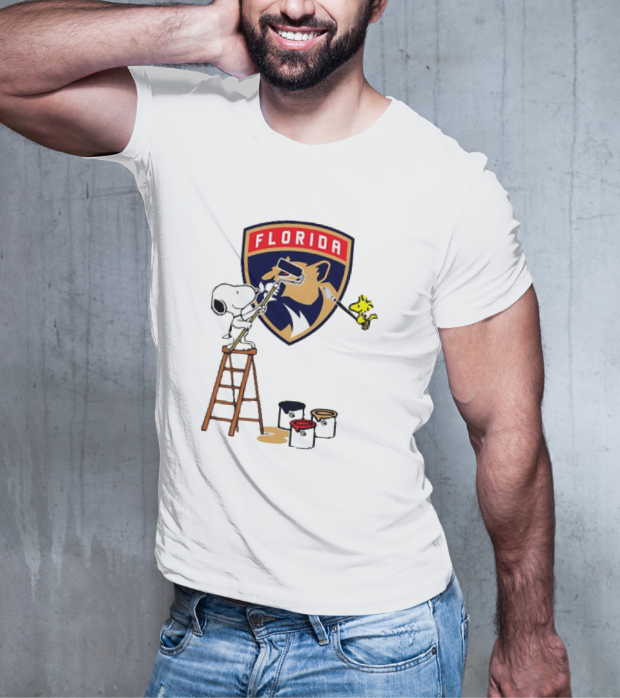 Snoopy And Woodstock Painting Florida Panthers T-Shirt