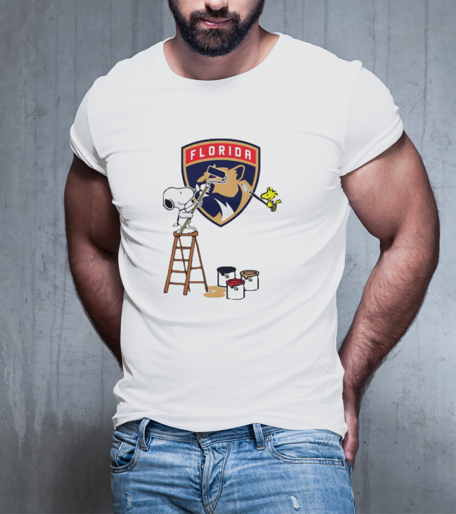Snoopy And Woodstock Painting Florida Panthers T-Shirt