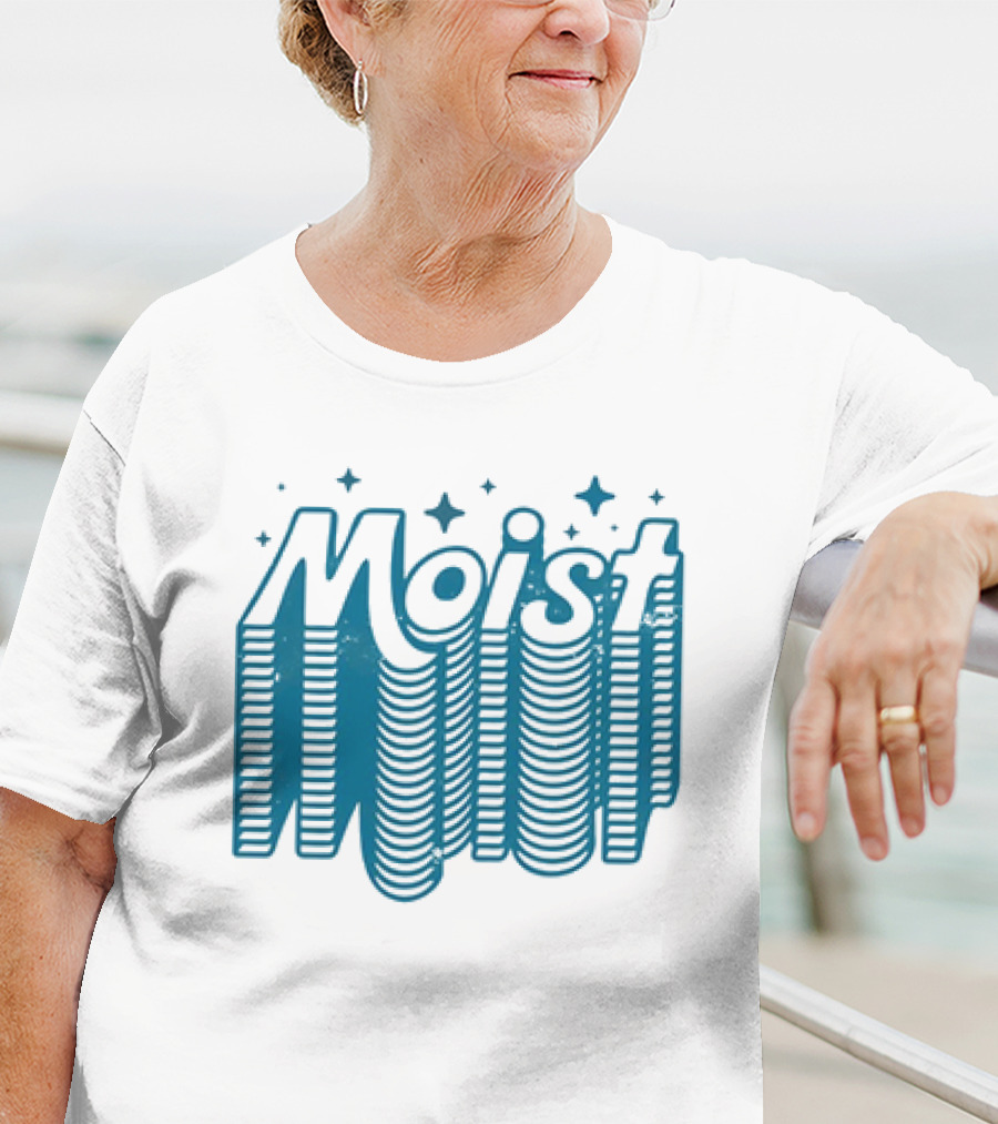 Moist 3D Text With Stars V2 T-Shirt