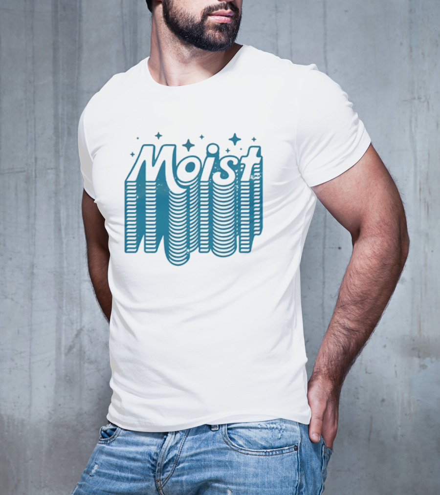 Moist 3D Text With Stars V2 T-Shirt