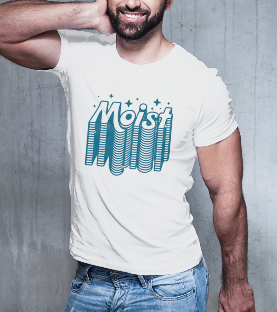 Moist 3D Text With Stars V2 T-Shirt