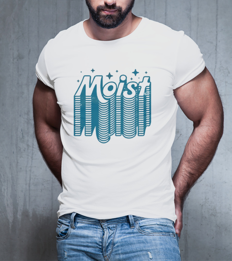 Moist 3D Text With Stars V2 T-Shirt