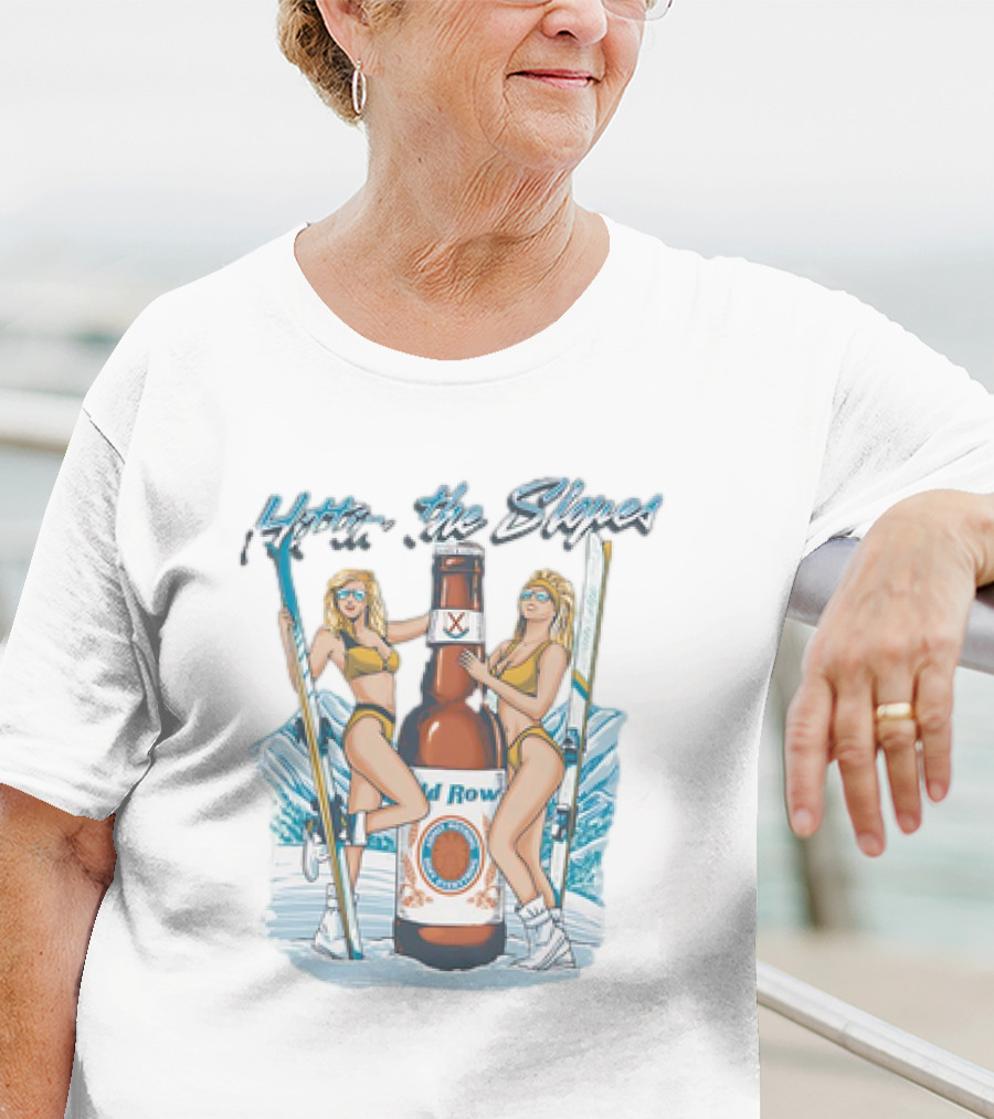 Hittin’ The Slopes Old Row Ski Chicks With Beer Bottle T-Shirt