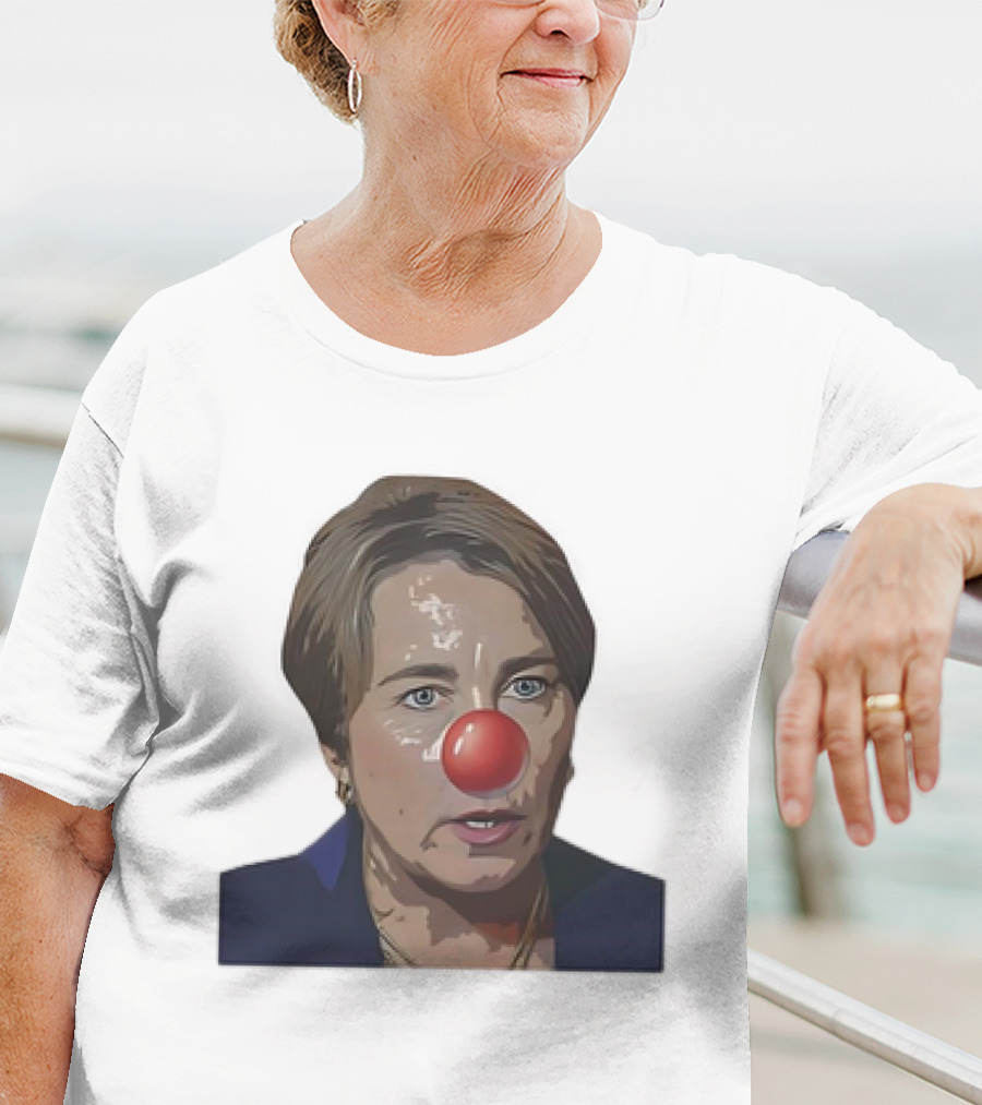 Maura Healey Cartoon Clown Nose Face Image T-Shirt