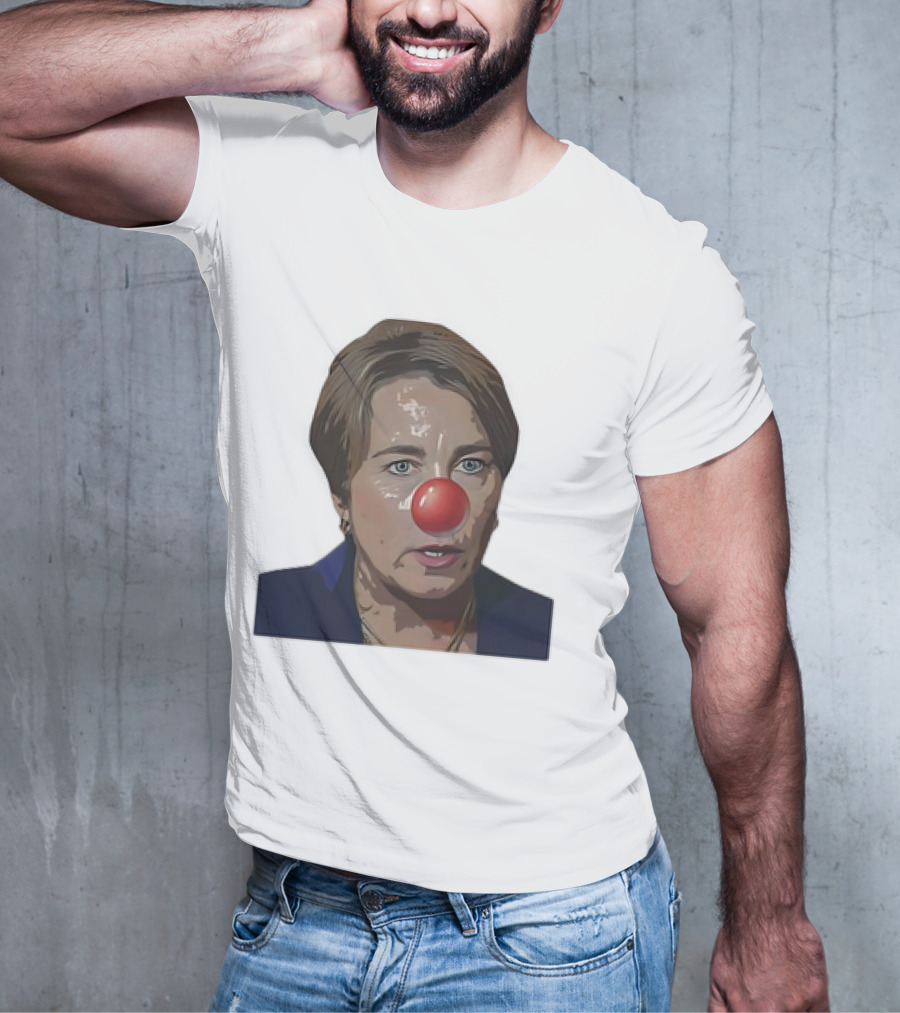 Maura Healey Cartoon Clown Nose Face Image T-Shirt