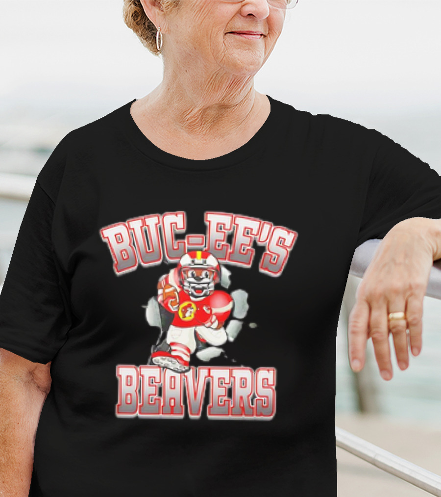 Buc-Ee’s Beavers Football Mascot Running With Ball T-Shirt