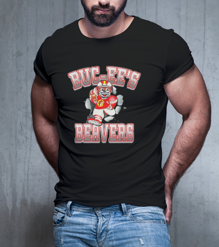 Buc-Ee’s Beavers Football Mascot Running With Ball T-Shirt