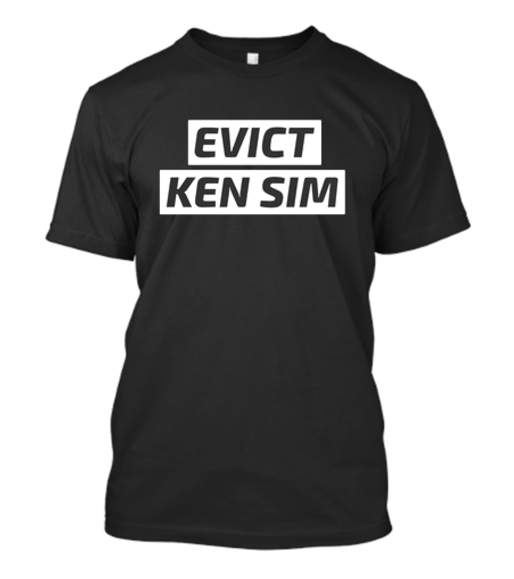 EVict Ken Sim Black Text Block Protest T-Shirt