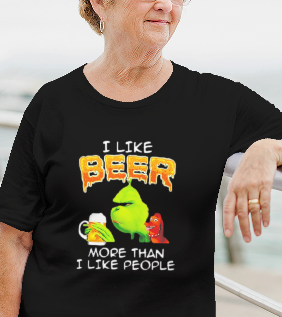 Grinch I Like Beer More Than I Like People With Dog Iconic T-Shirt