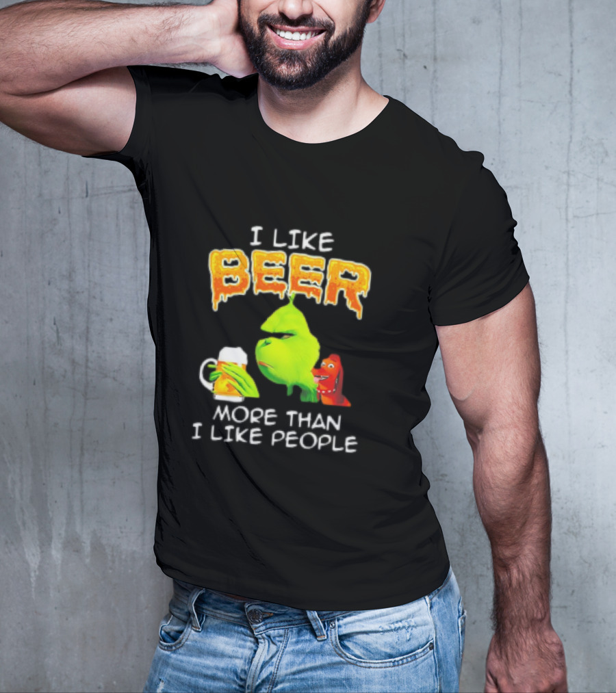 Grinch I Like Beer More Than I Like People With Dog Iconic T-Shirt