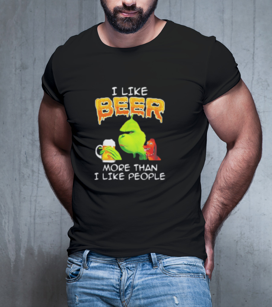 Grinch I Like Beer More Than I Like People With Dog Iconic T-Shirt