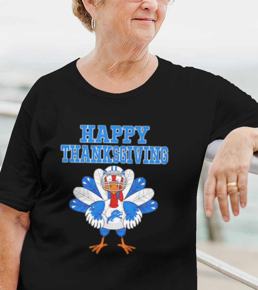 Happy Thanksgiving Detroit Lions Turkey Football Fan T-Shirt