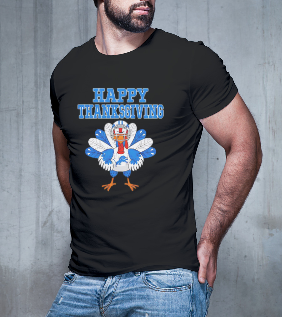 Happy Thanksgiving Detroit Lions Turkey Football Fan T-Shirt