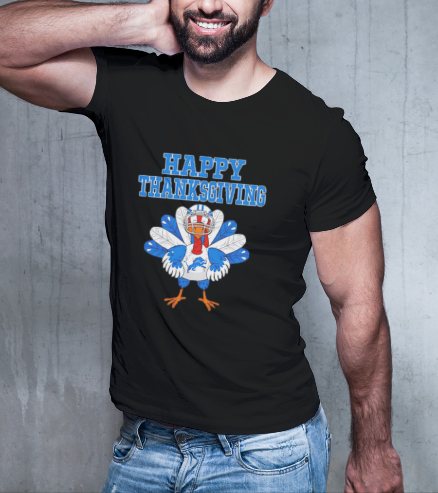 Happy Thanksgiving Detroit Lions Turkey Football Fan T-Shirt