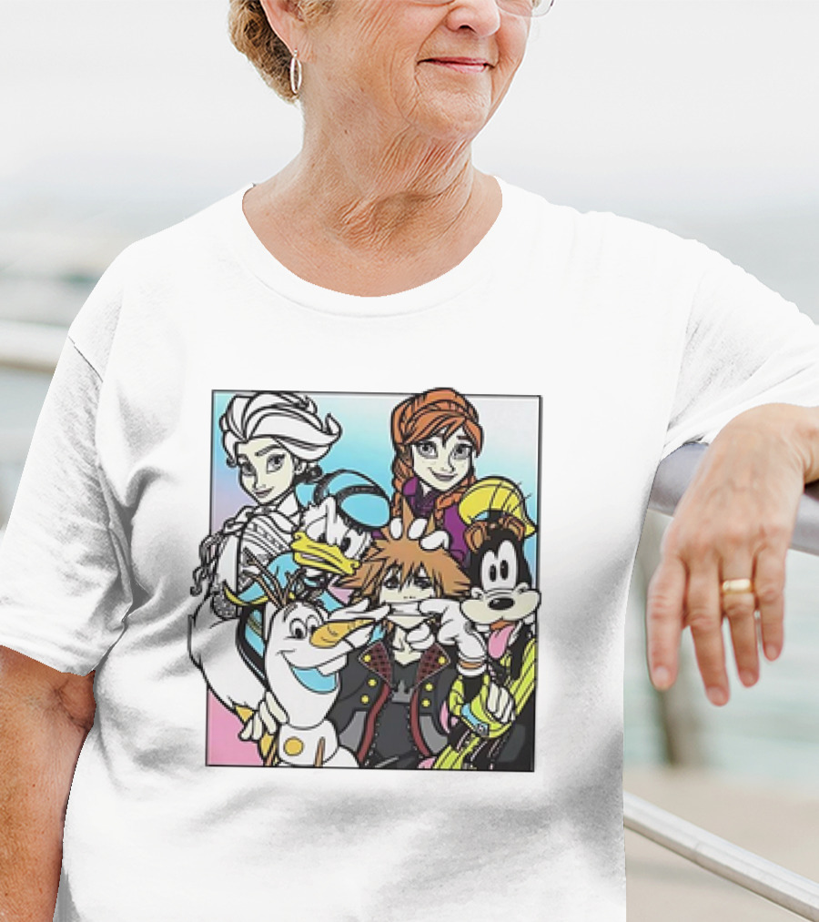 Disney Kingdom Hearts Frozen Characters Crossover T-Shirt