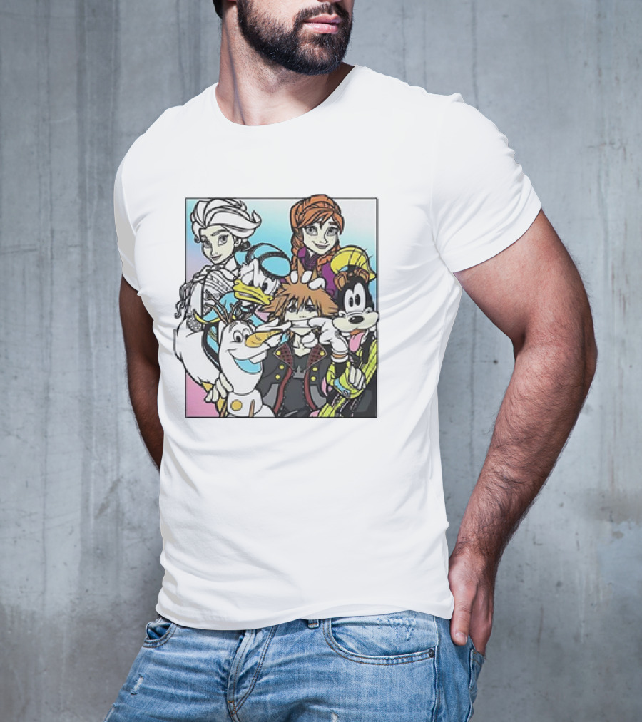 Disney Kingdom Hearts Frozen Characters Crossover T-Shirt