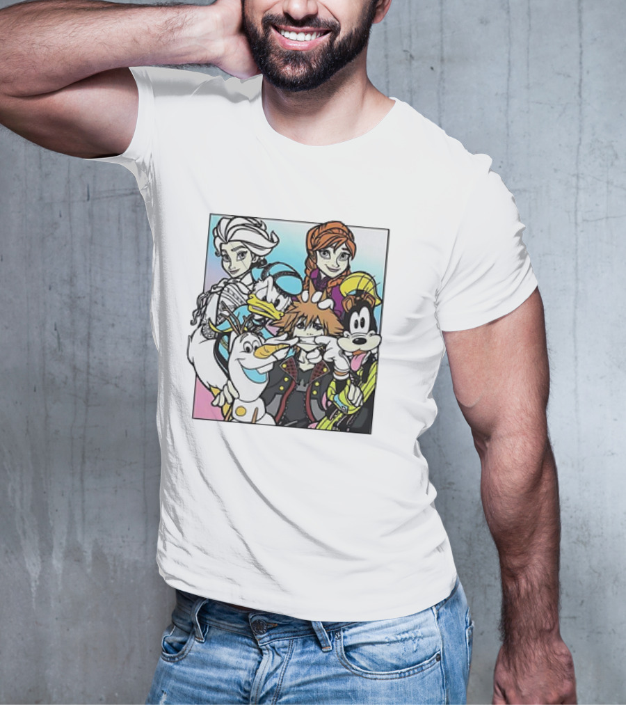Disney Kingdom Hearts Frozen Characters Crossover T-Shirt