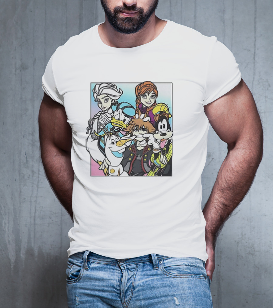 Disney Kingdom Hearts Frozen Characters Crossover T-Shirt
