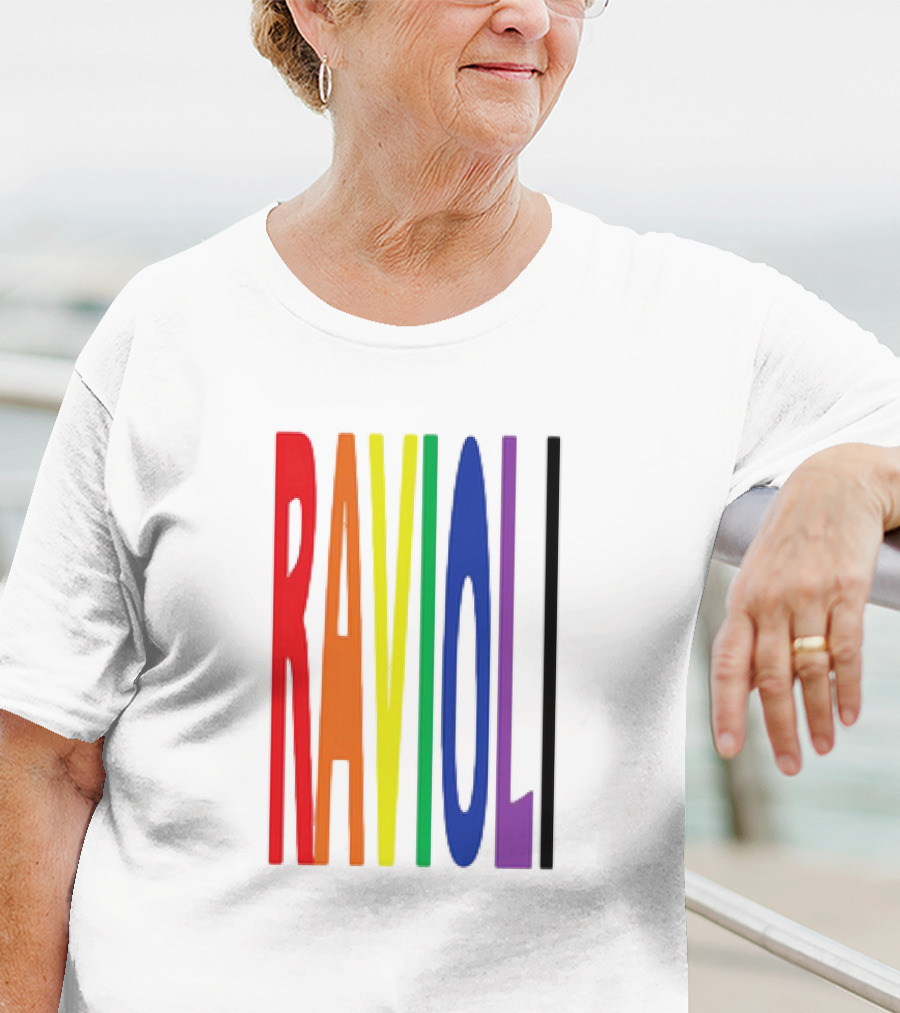 Ravioli Rainbow Colorful Block Letters T-Shirt