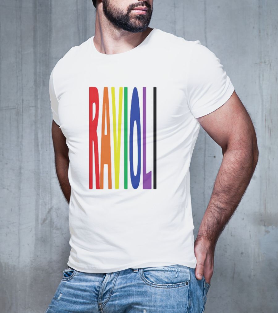 Ravioli Rainbow Colorful Block Letters T-Shirt