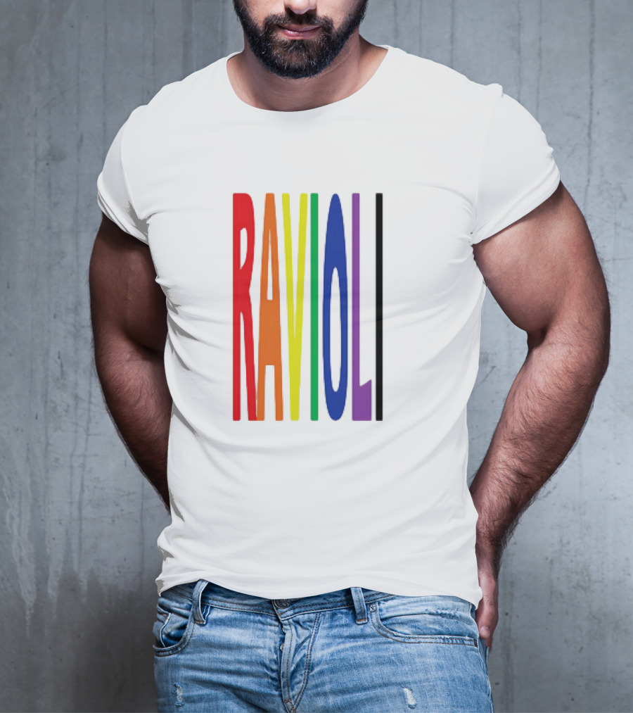 Ravioli Rainbow Colorful Block Letters T-Shirt