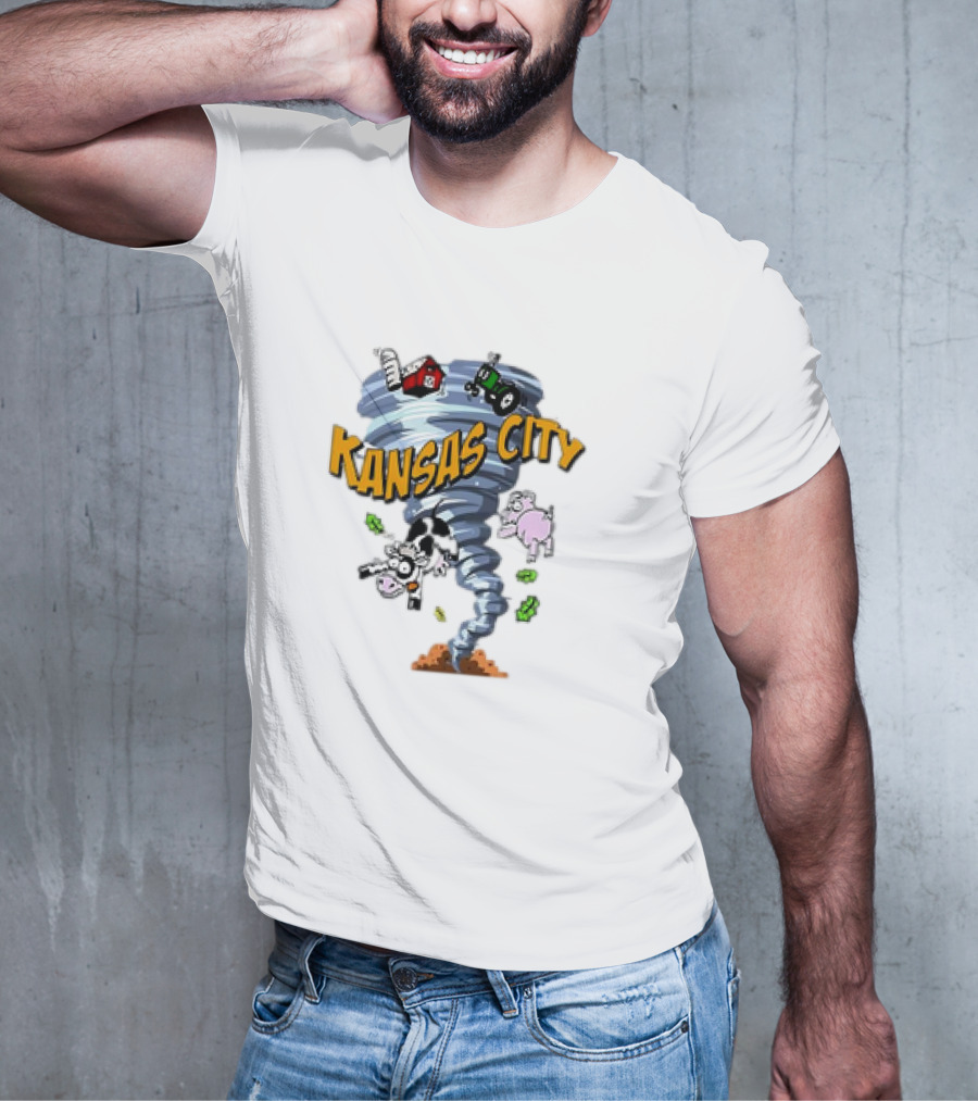 Kansas City Tornado Magnet Cartoon With Farm Animals And Tractor T-Shirt