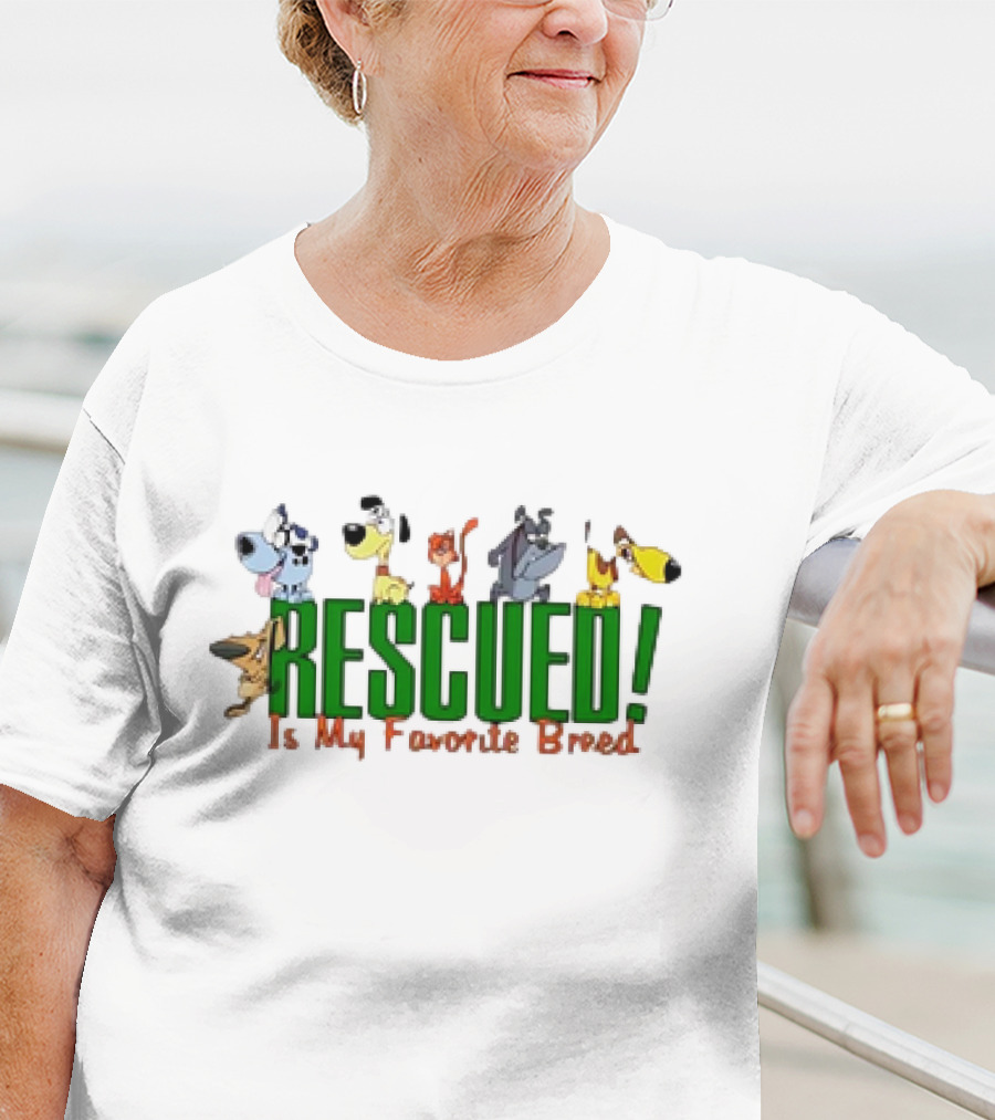 Rescued Is My Favorite Breed Cartoon Dogs Together T-Shirt