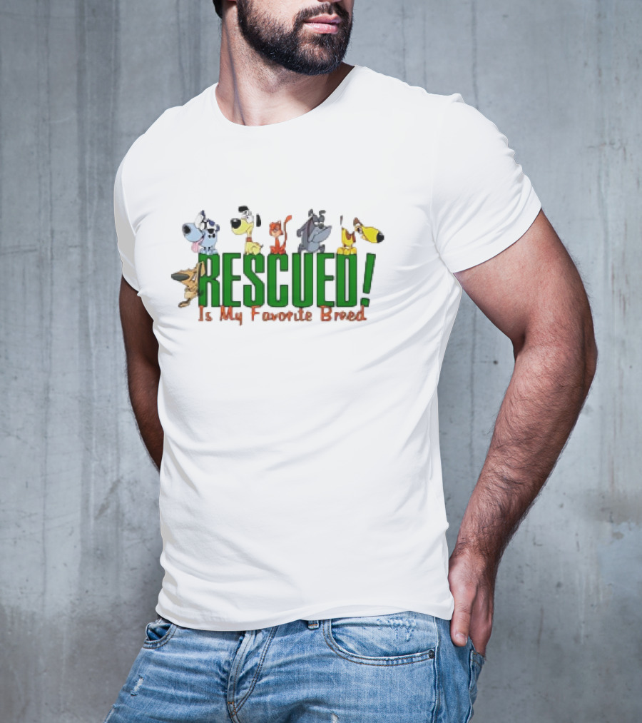 Rescued Is My Favorite Breed Cartoon Dogs Together T-Shirt
