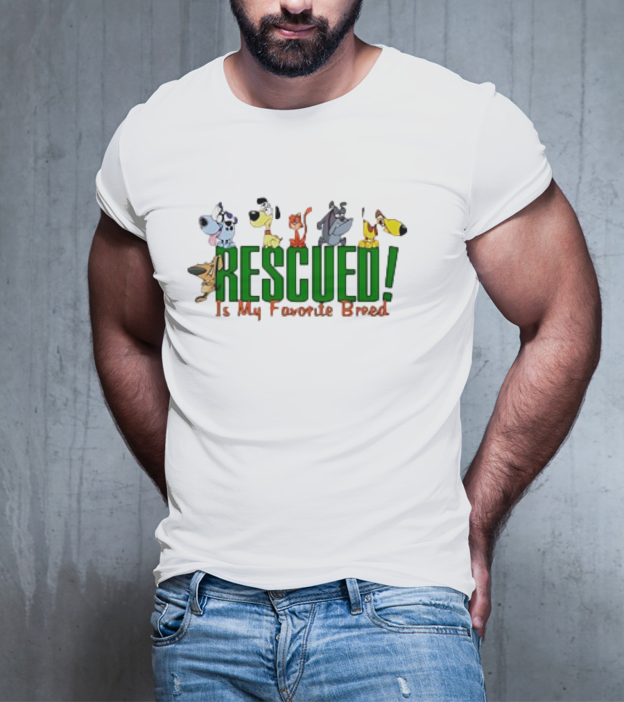 Rescued Is My Favorite Breed Cartoon Dogs Together T-Shirt