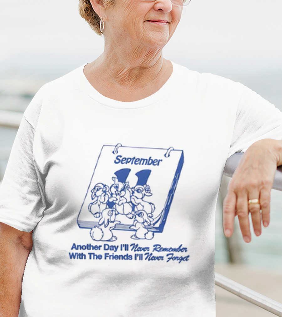 September 11 Calendar Imagery With Cartoon Rabbits And Friendship T-Shirt