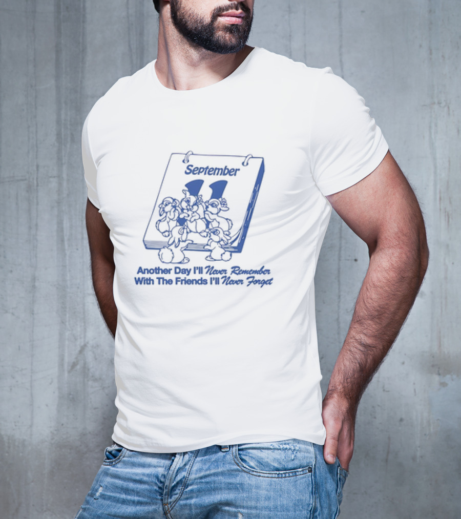 September 11 Calendar Imagery With Cartoon Rabbits And Friendship T-Shirt