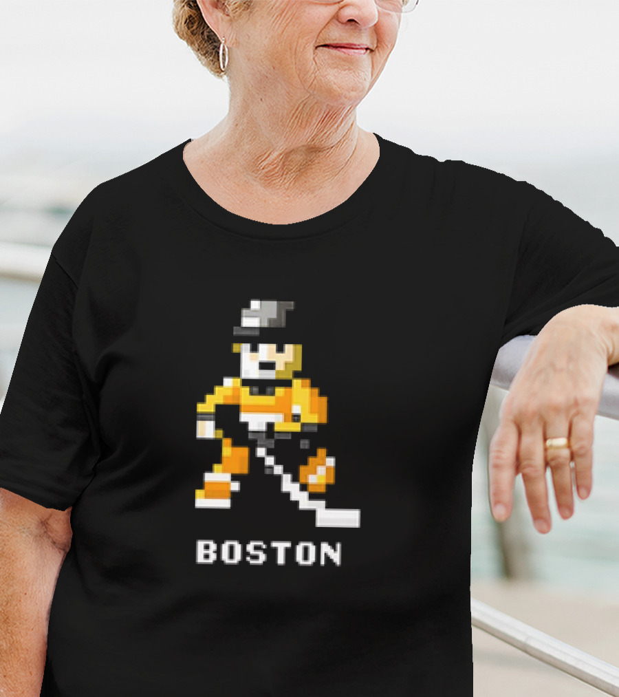Boston Pixelated Hockey Player T-Shirt