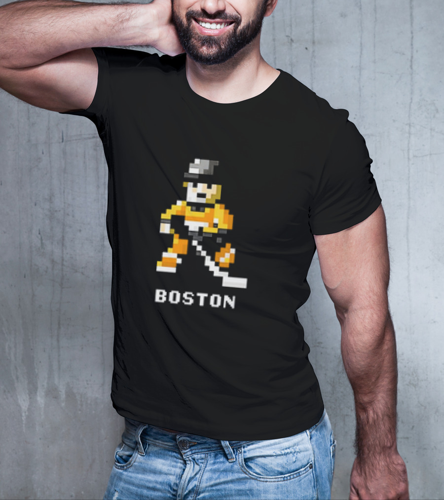 Boston Pixelated Hockey Player T-Shirt