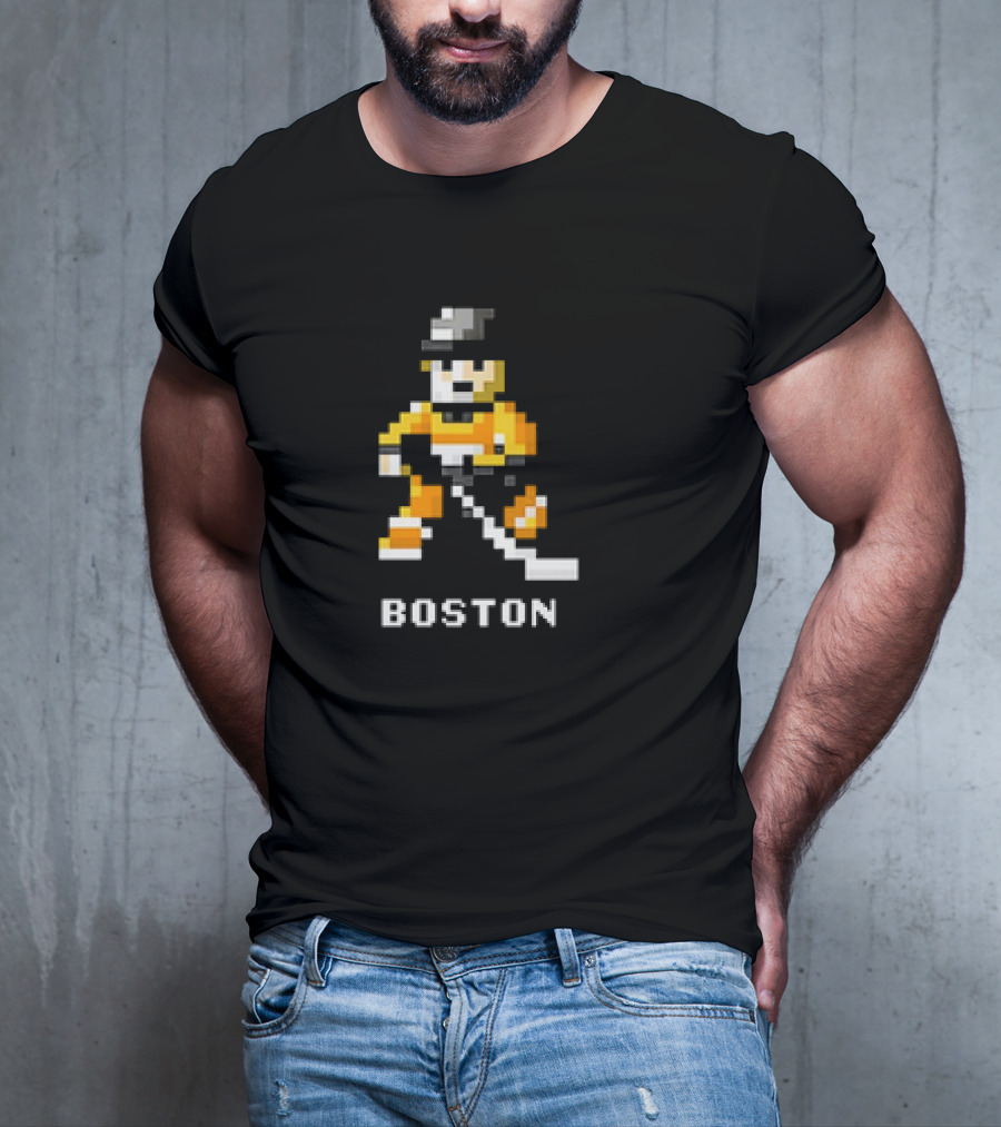 Boston Pixelated Hockey Player T-Shirt