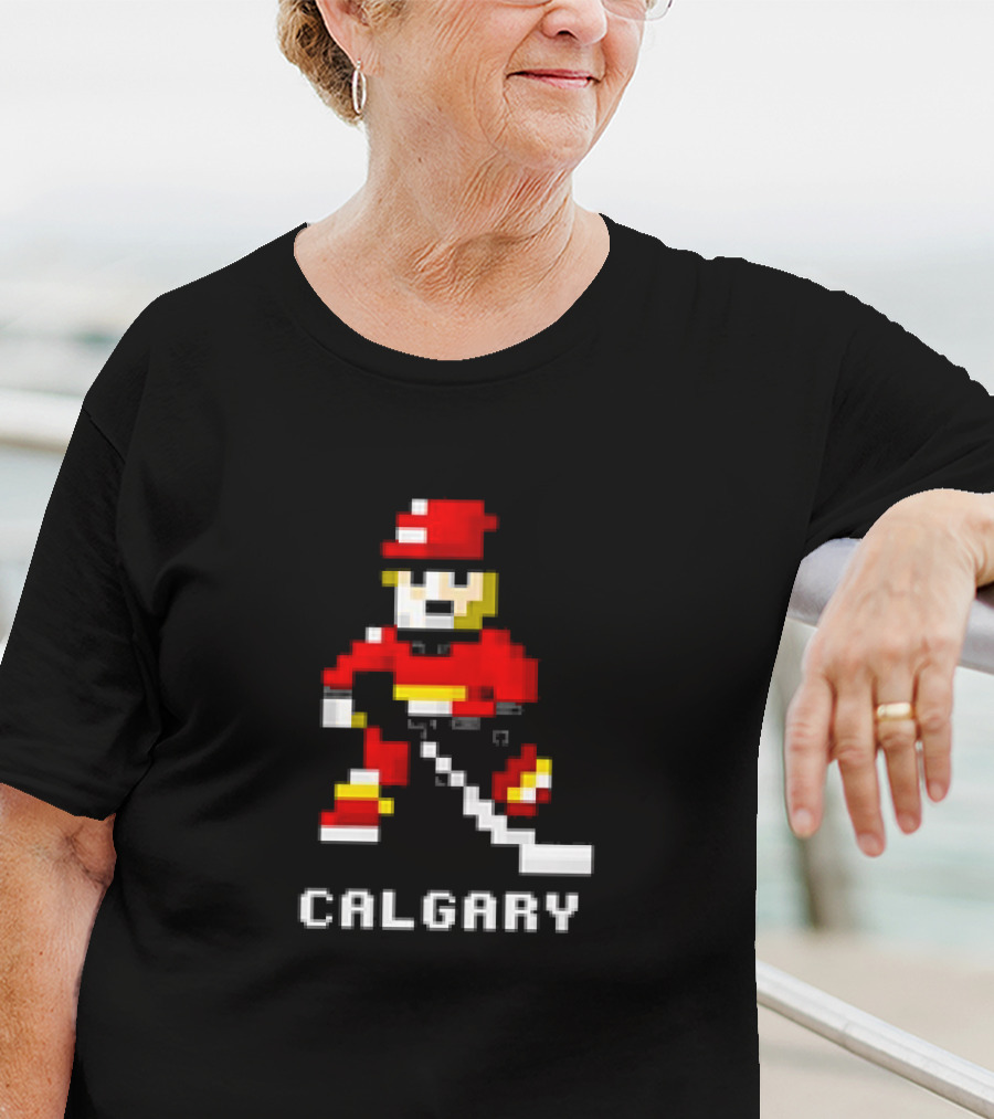 Calgary Hockey Pixelated Player T-Shirt