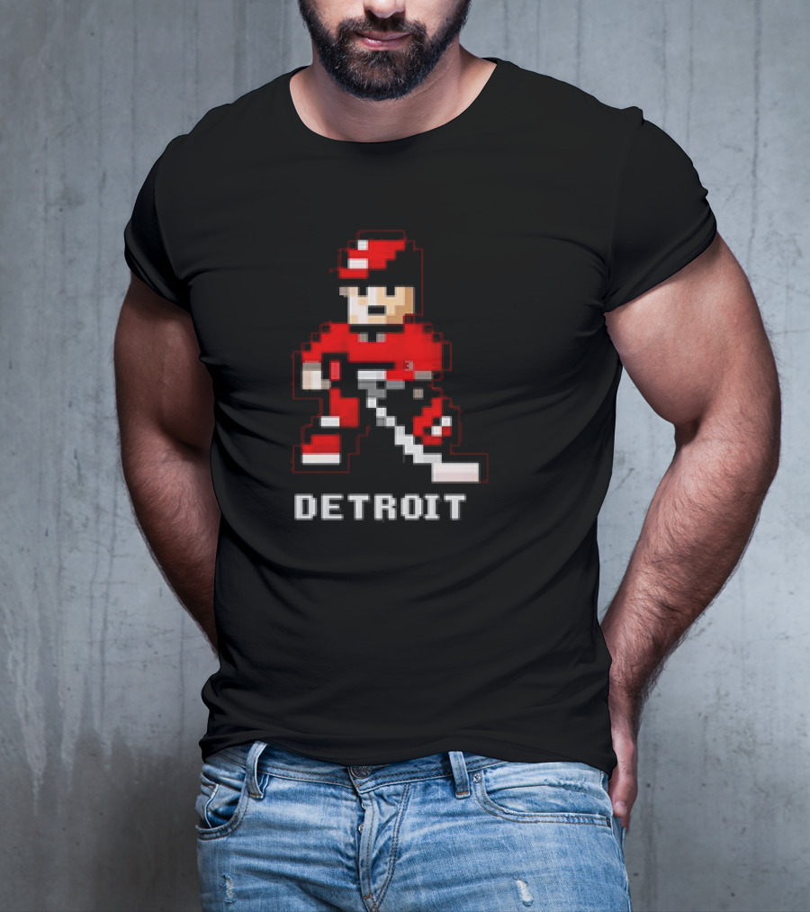 Detroit 8-Bit Hockey Player T-Shirt